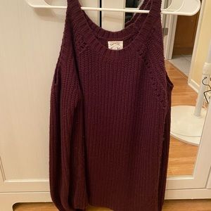 Burgundy cold shoulder sweater